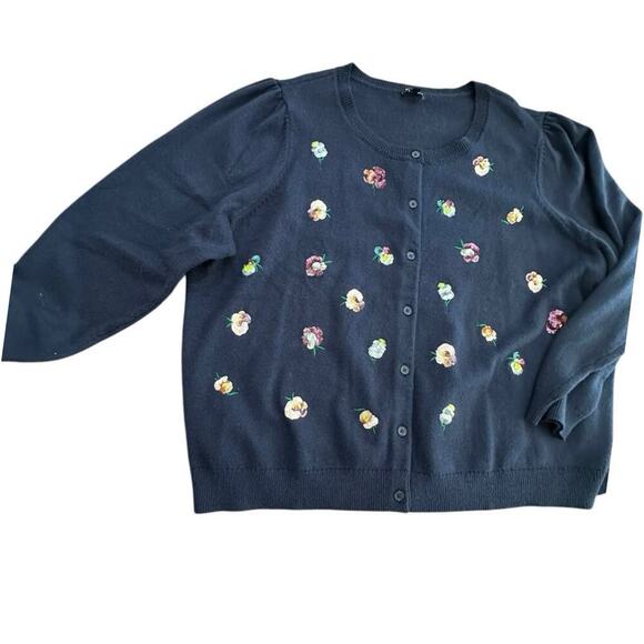 Talbots Women's Sequin Embellished Crewneck Cotton Blend Cardigan Plus Size 3X - Picture 3 of 8
